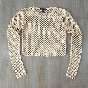 Forever 21 Beige Mesh Crop Top #1035